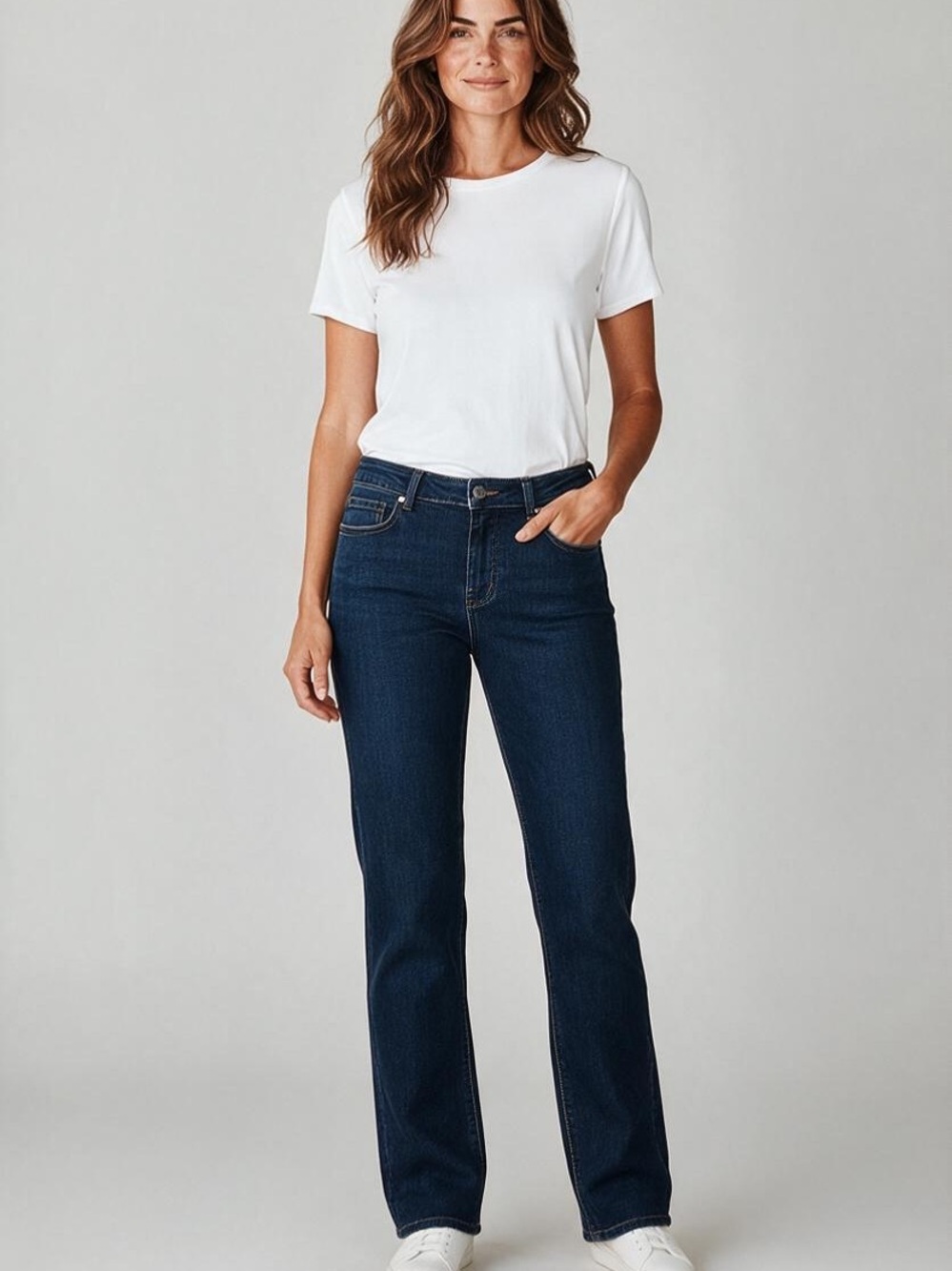 Bandolino (12) Samantha Classic Straight Leg Jeans Dark Wash Comfort Stretch